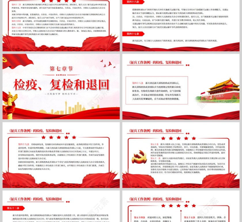 红色党政风征兵工作条例PPT模板第6张