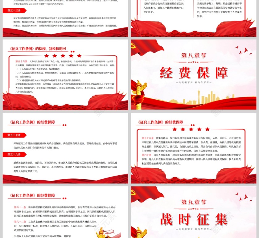 红色党政风征兵工作条例PPT模板第7张