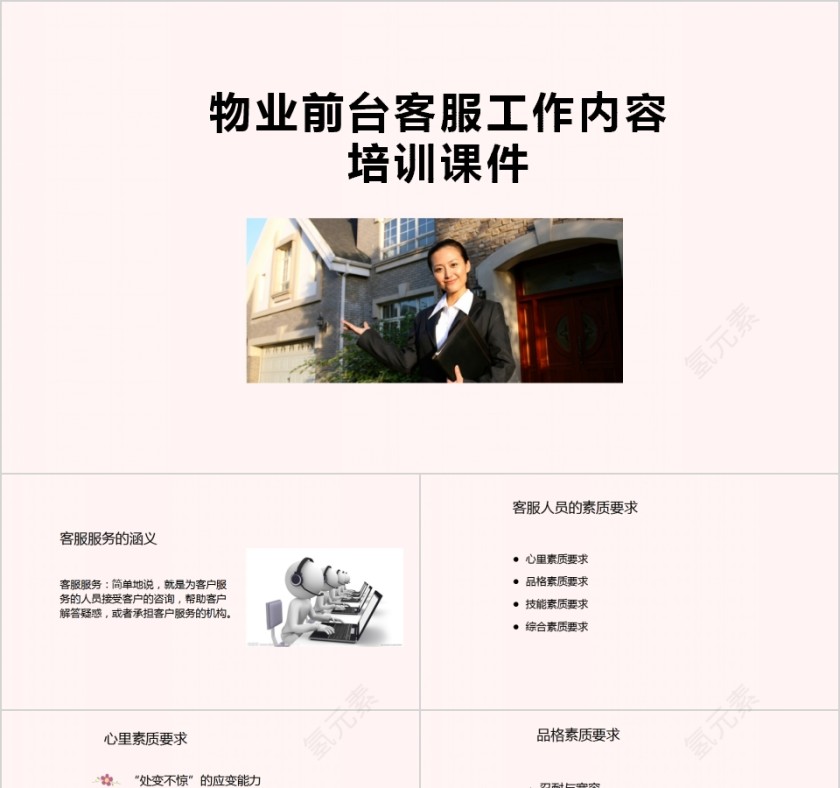 物业前台客服工作内容培训课件PPT模板第1张