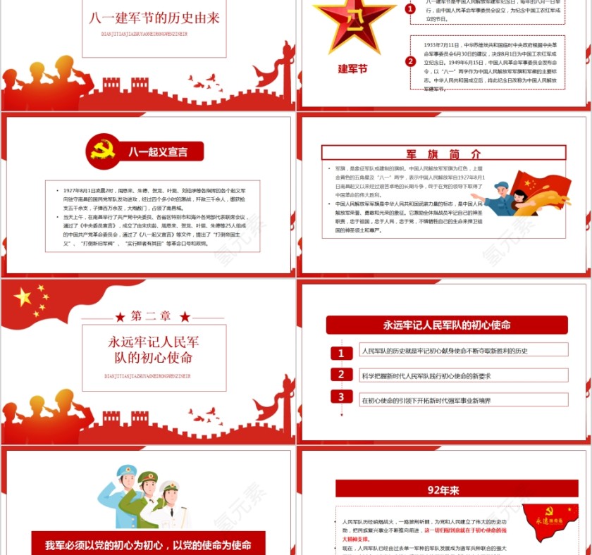 中国强军梦建军节主题班会PPT模板第2张
