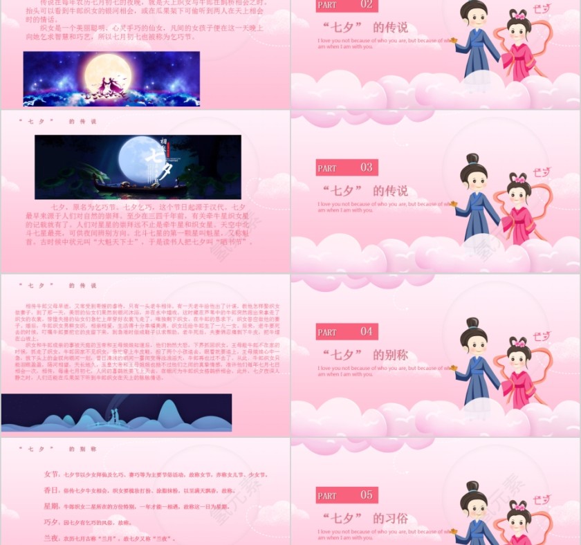 浪漫相约相遇七夕七夕节介绍PPT模板第2张