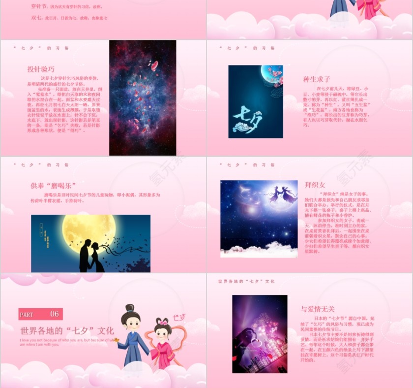 浪漫相约相遇七夕七夕节介绍PPT模板第3张