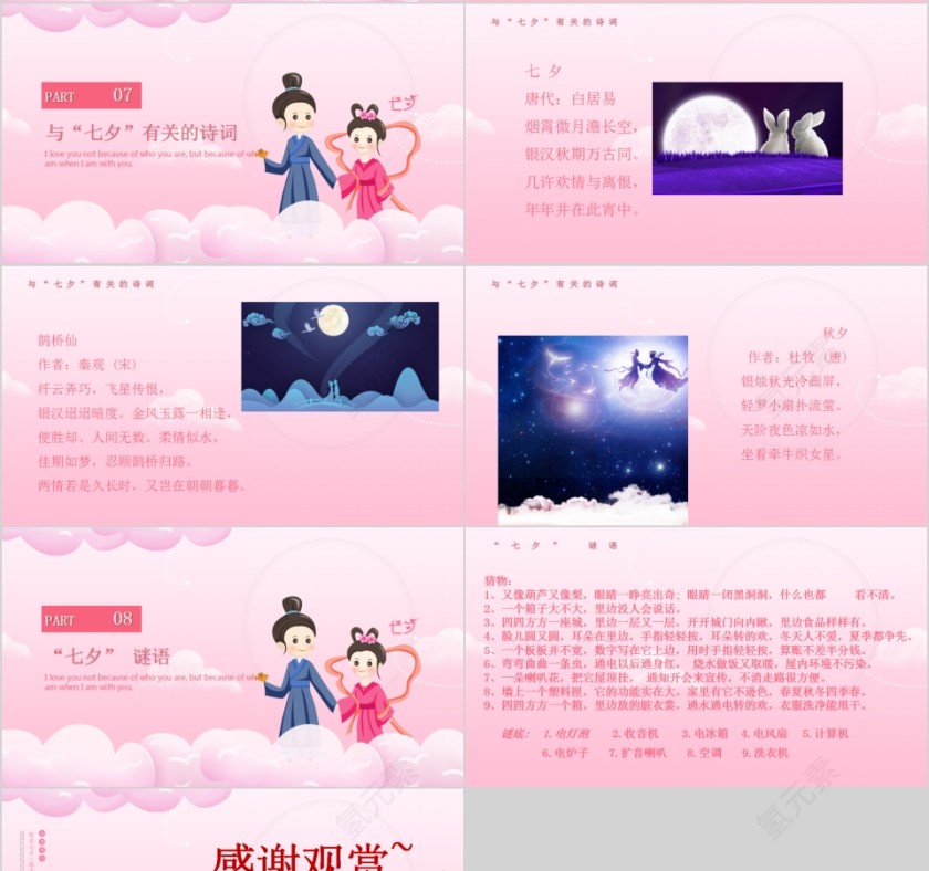 浪漫相约相遇七夕七夕节介绍PPT模板第4张