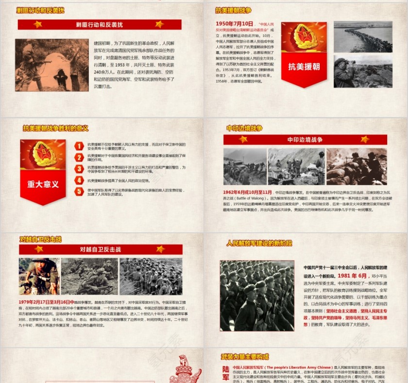 简约中国风建军节PPT模板第7张