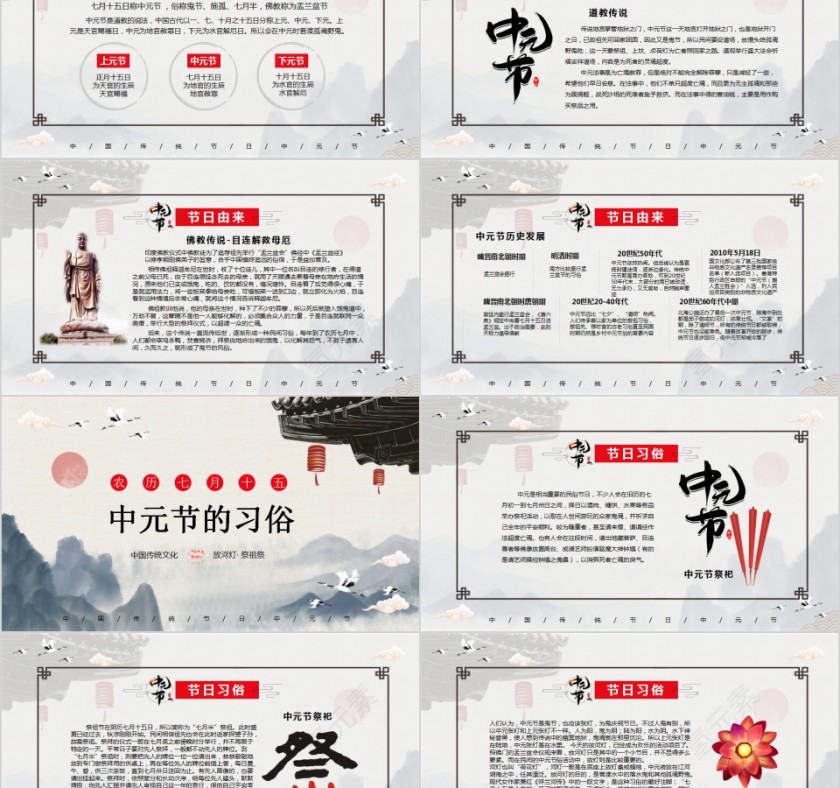 中国传统节日传统文化中元节PPT第2张