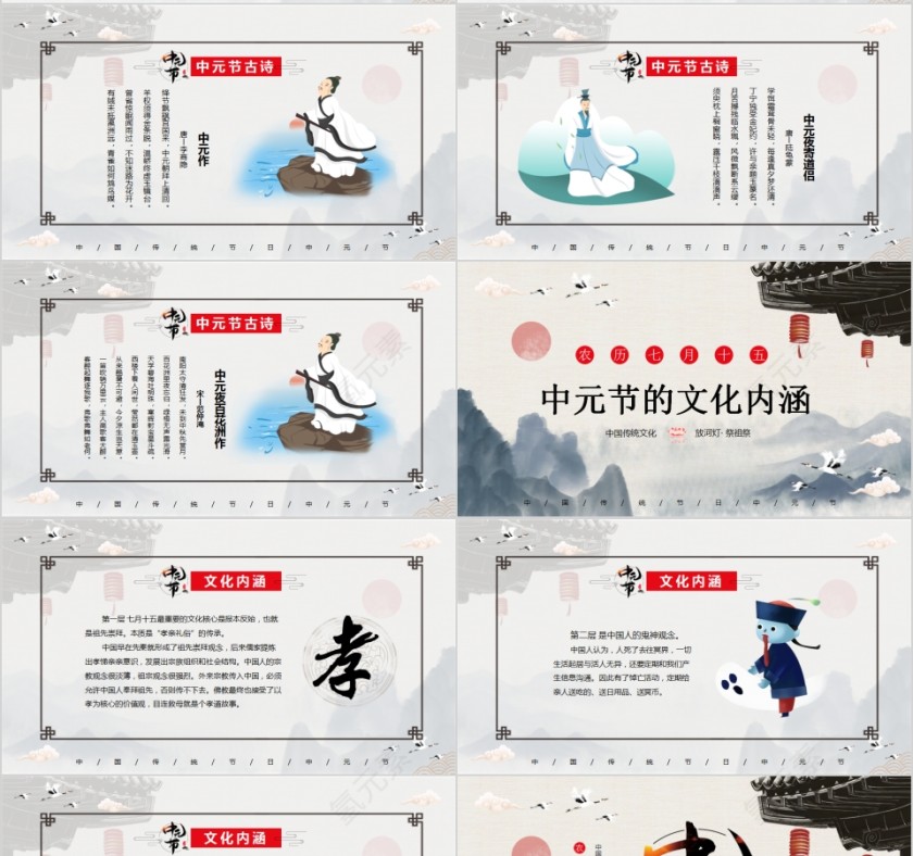 中国传统节日传统文化中元节PPT第4张