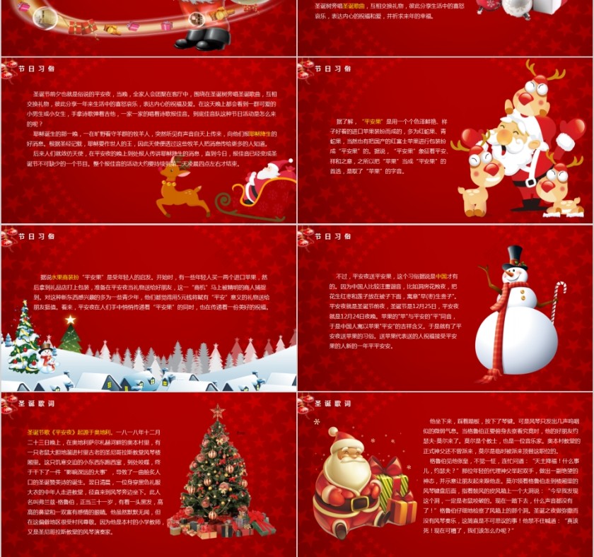红色大气圣诞节圣诞快乐PPT模板第3张