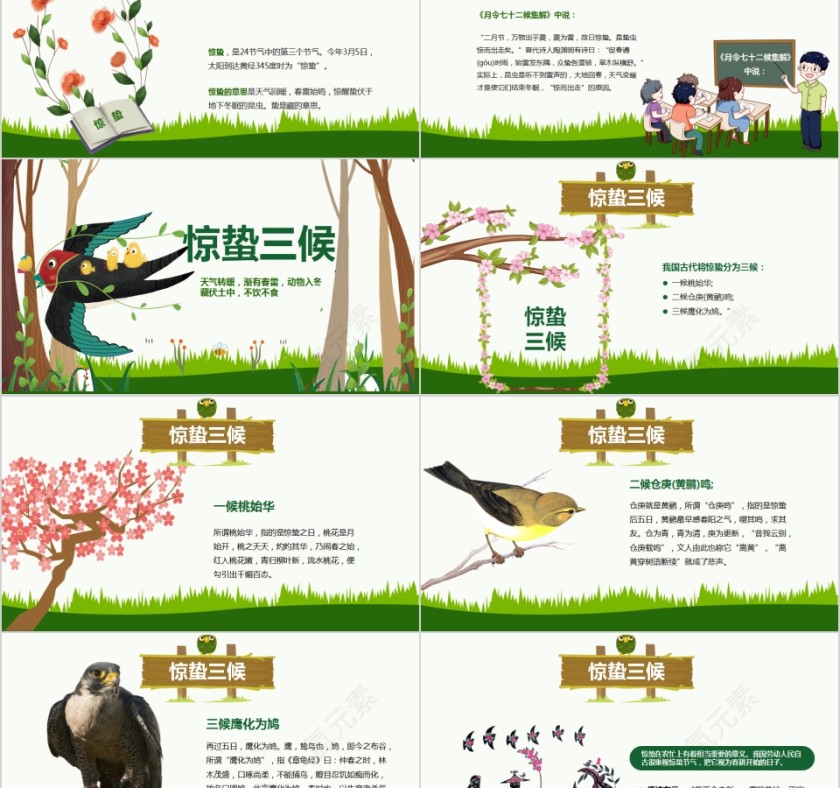 简约清新二十四节气惊蛰PPT模板第2张