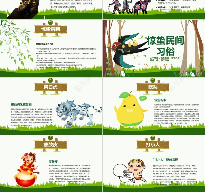 简约清新二十四节气惊蛰PPT模板第3张