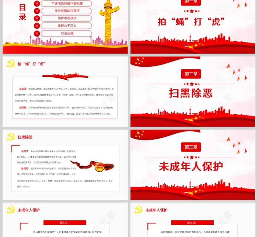 红色党政风12组关键词读懂“两高”报告PPT模板第2张