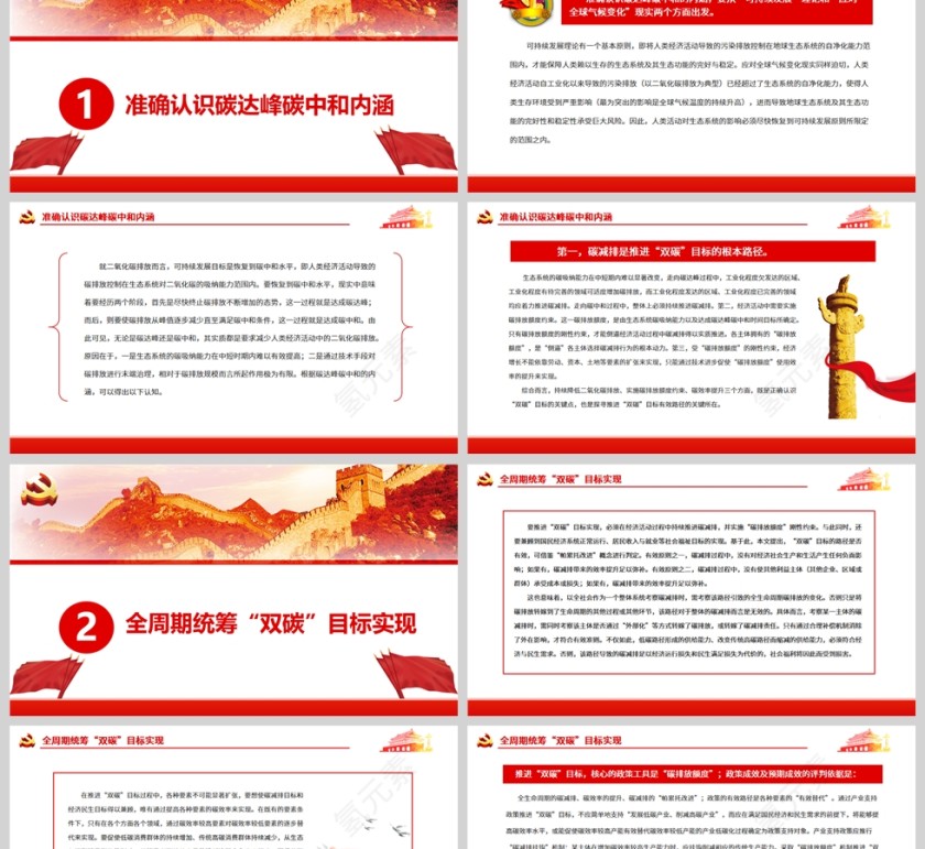 红色党政风探寻碳达峰碳中和实现路径PPT模板第2张