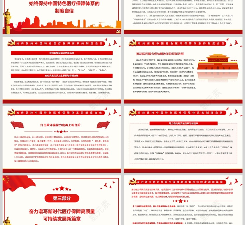 红色党政风写好医疗保障高质量发展的时代答卷PPT模板第3张