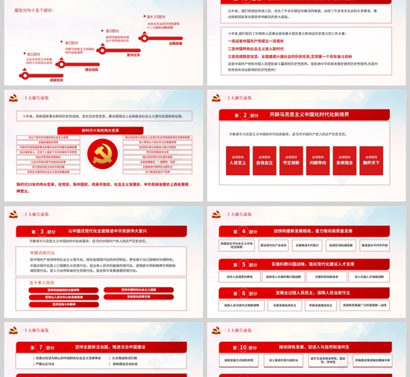 红色党政风二十大报告速览PPT模板第2张
