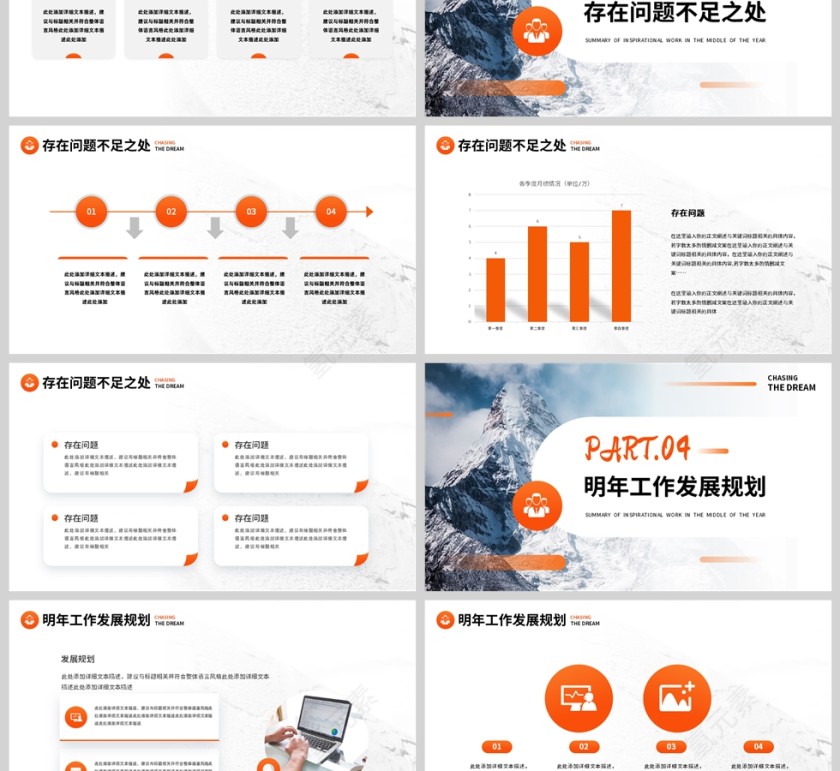 橙色简约风工作述职报告PPT模板第3张