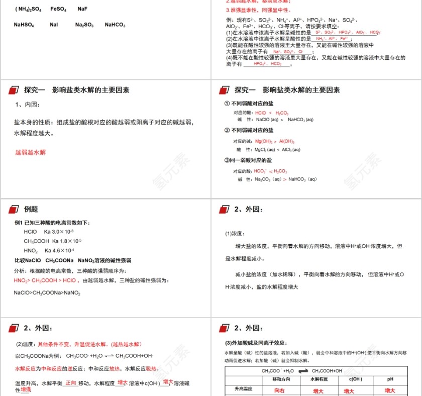 《影响盐类水解因素及利用》人教版高中化学上册PPT课件第2张