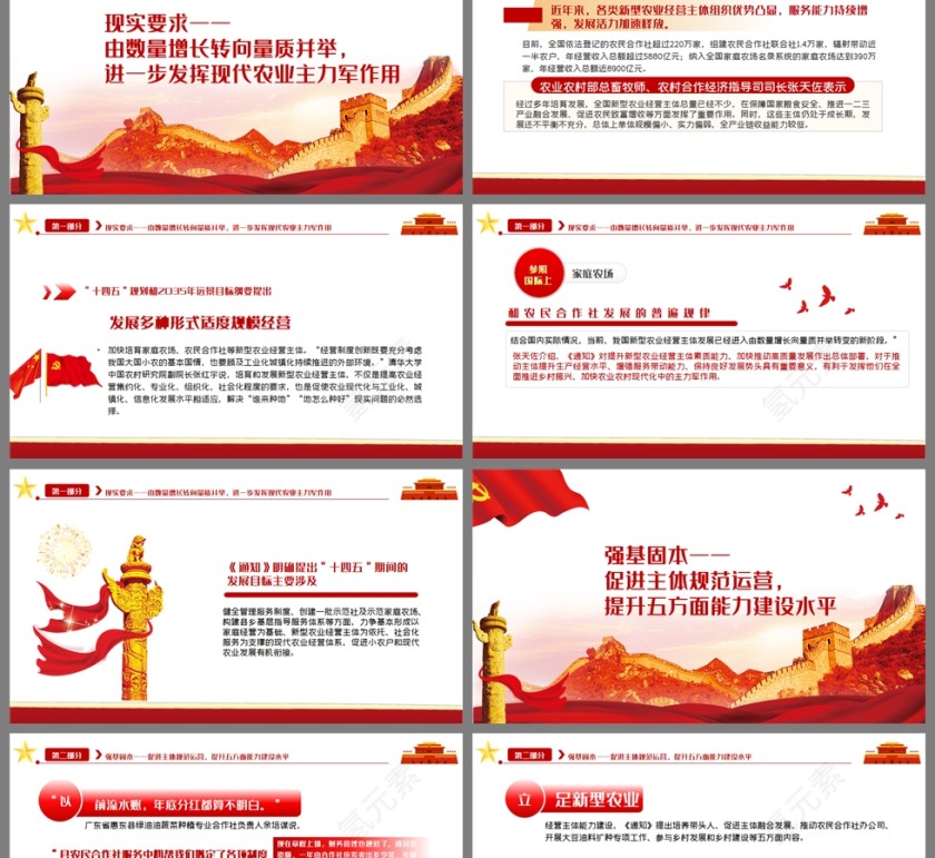 红色党政风解读新型农业经营主体提升行动实施PPT模板第2张