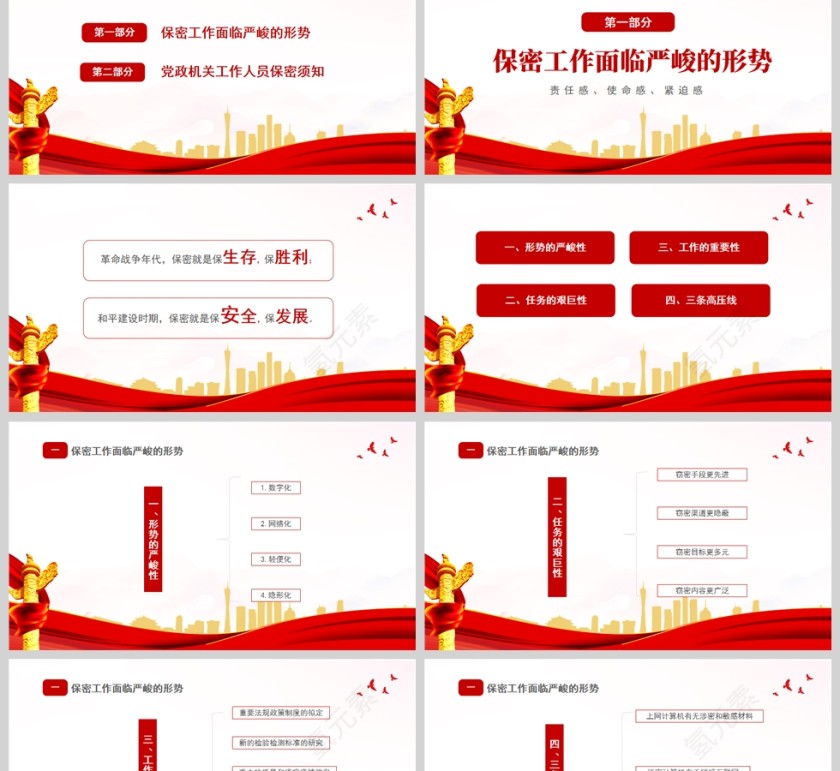 红色党政风党政机关保密须知PPT模板第2张