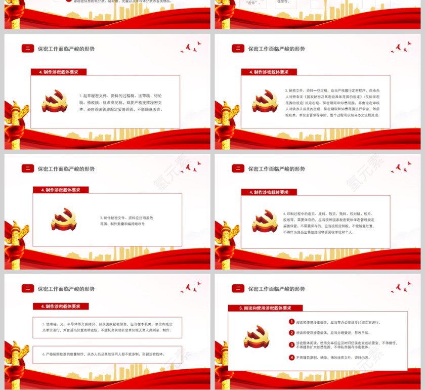 红色党政风党政机关保密须知PPT模板第4张