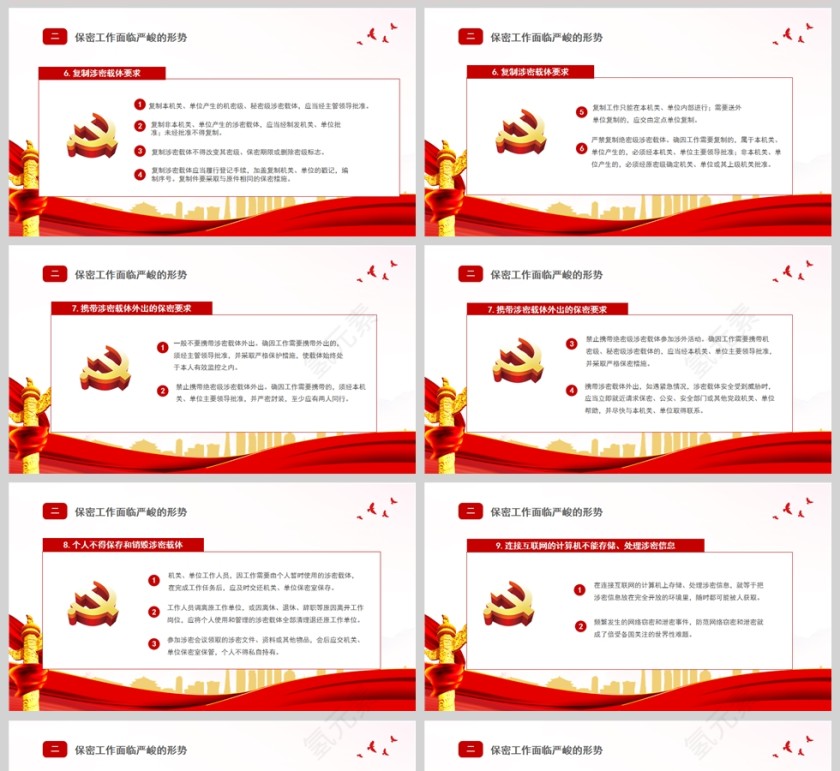 红色党政风党政机关保密须知PPT模板第5张