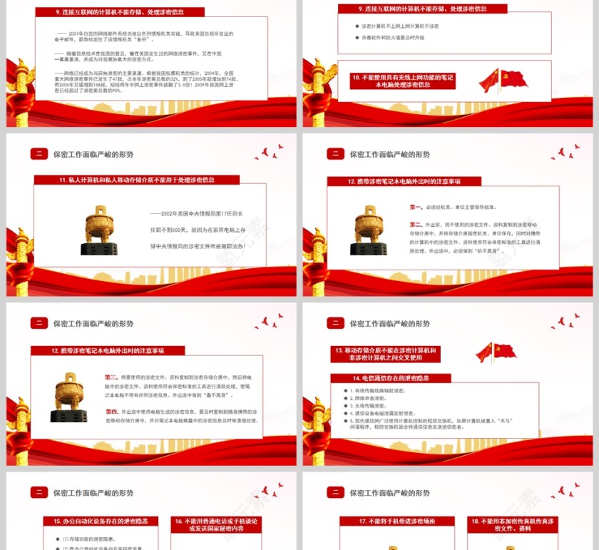 红色党政风党政机关保密须知PPT模板第6张
