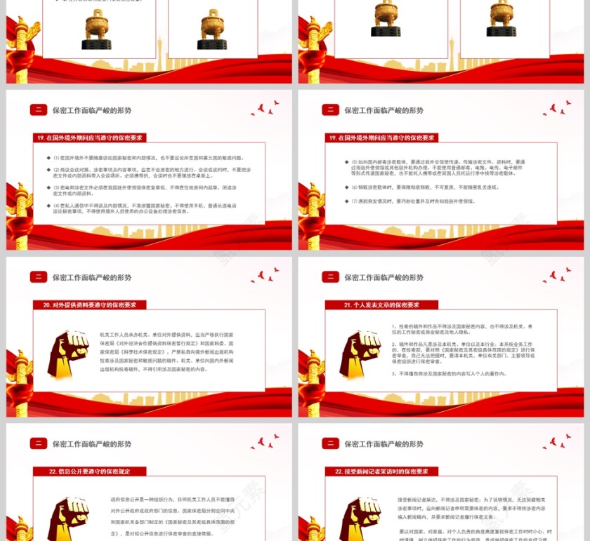 红色党政风党政机关保密须知PPT模板第7张