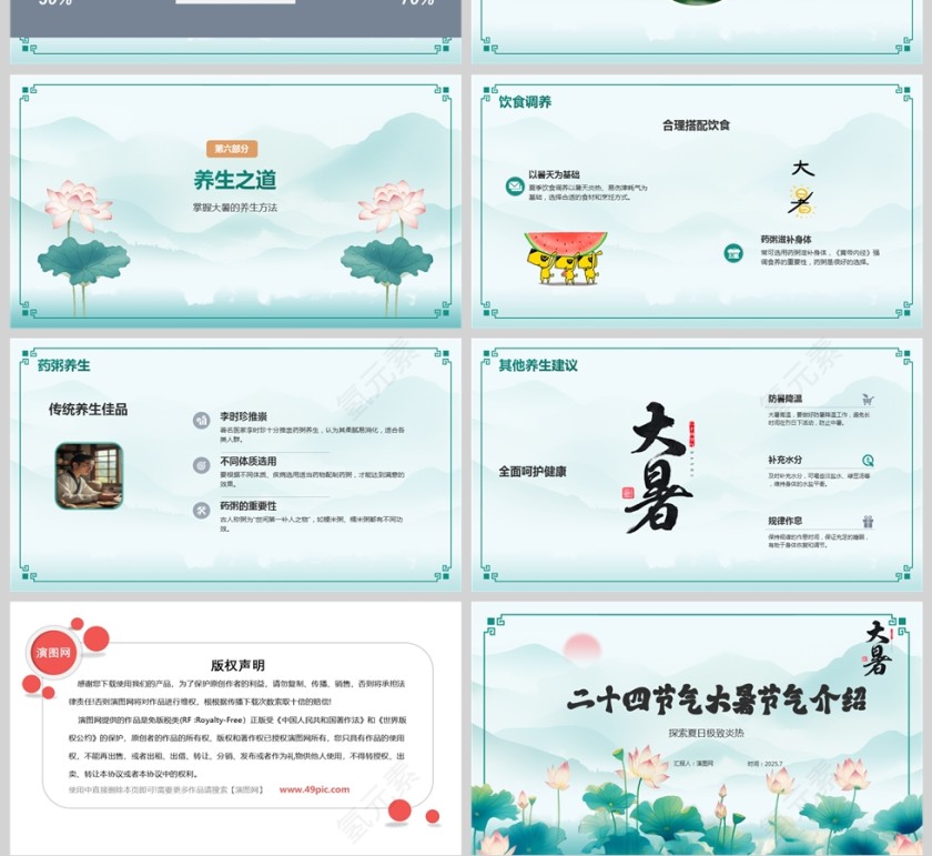 二十四节气大暑节气节日介绍ppt模板第4张