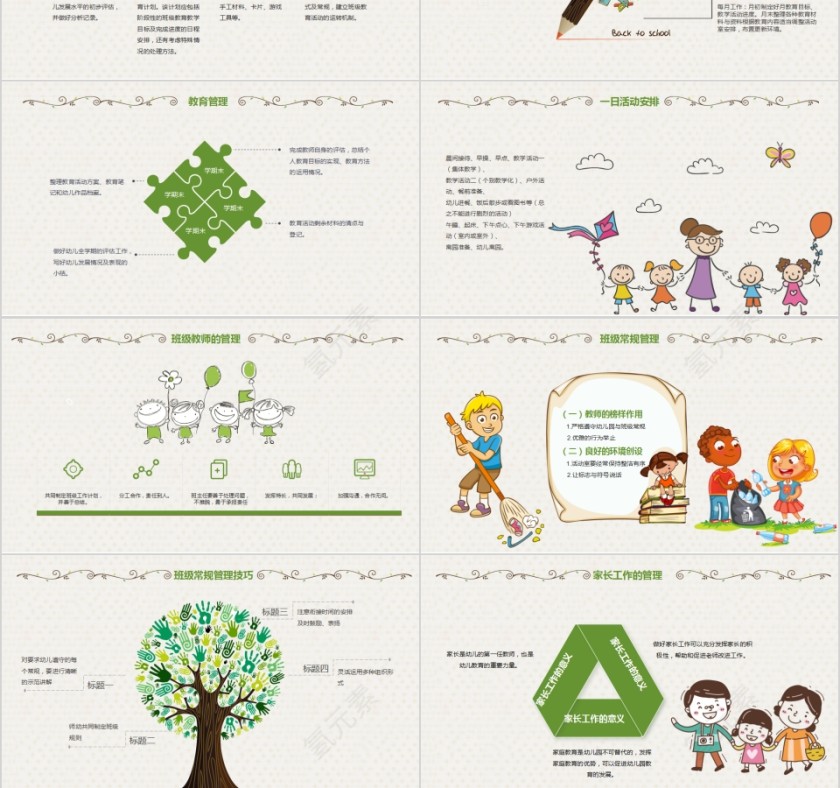 简约清新幼儿园班级管理PPT模板第3张