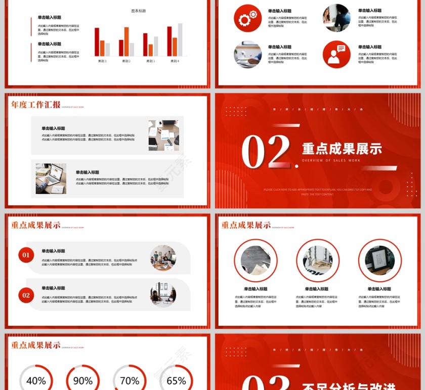 红色简约风格新的起点新的征程工作总结报告PPT模板第2张