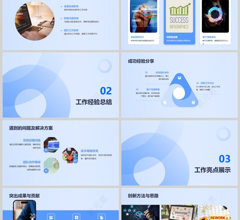 蓝色商务工作总结汇报PPT模版第2张