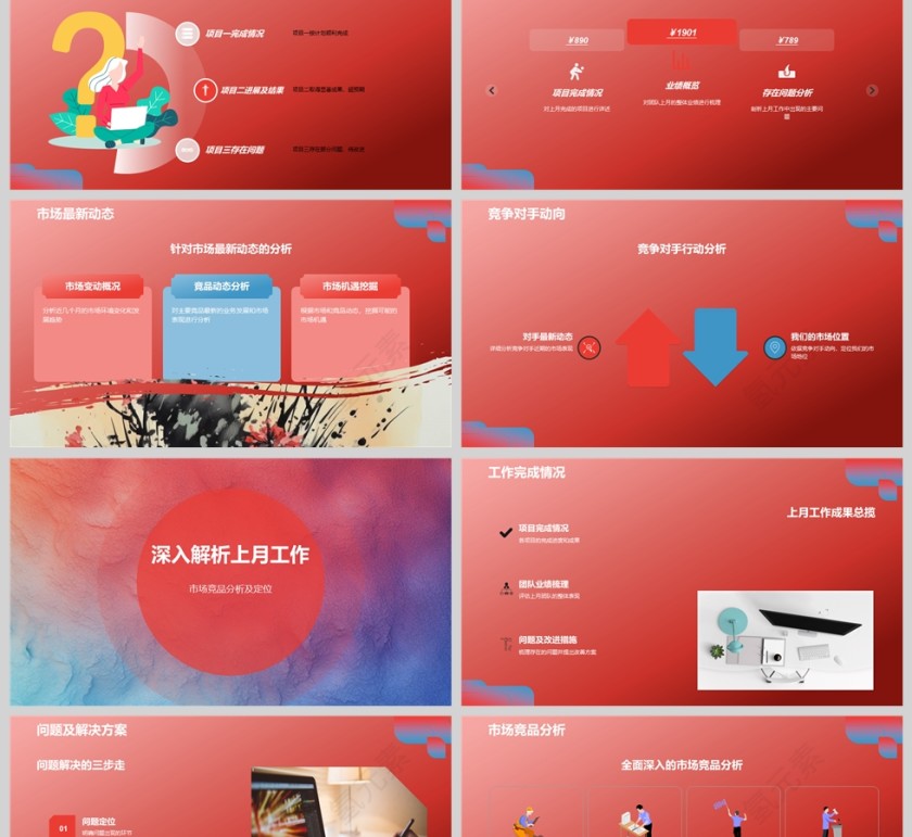 红色简约工作总结计划汇报PPT模版第2张