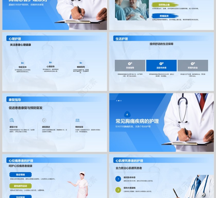 蓝色简约医院医疗常见胸痛疾病的护理ppt模板第3张