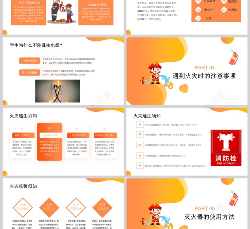 黄色卡通校园消防安全防火教育课件PPT模版第3张