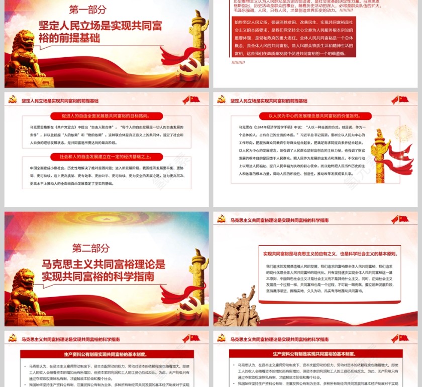 红色党政风马克思主义立场观点方法视域下的共同富裕PPT模板第2张