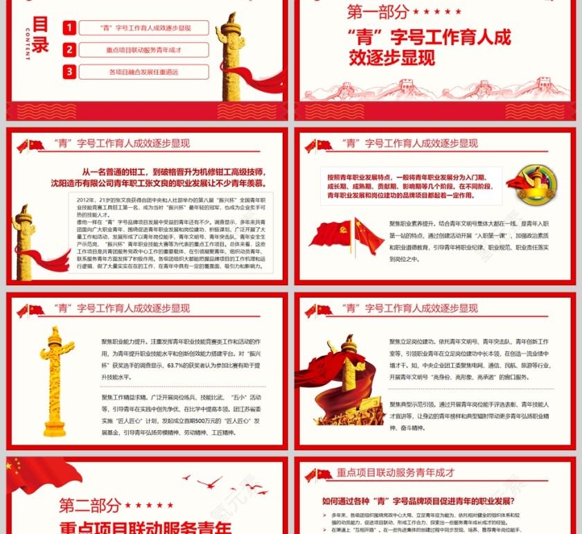 红色党政风青年如何在岗位建功中成长PPT模板第2张