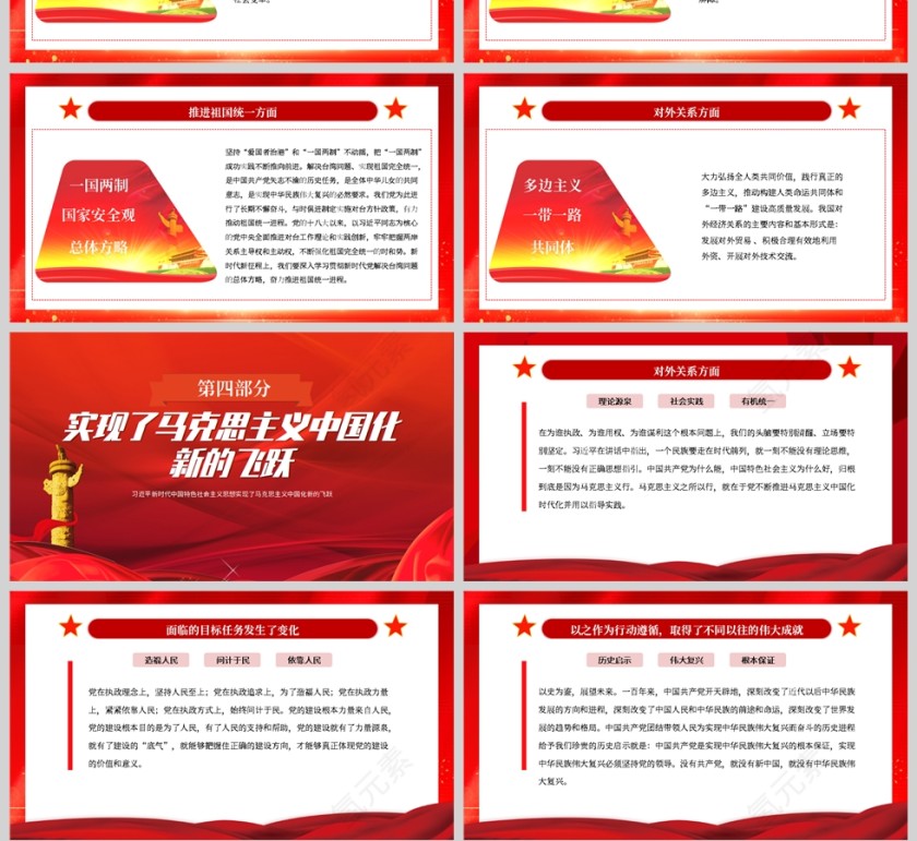 红色党政风开辟新境界实现新飞跃PPT模板第4张