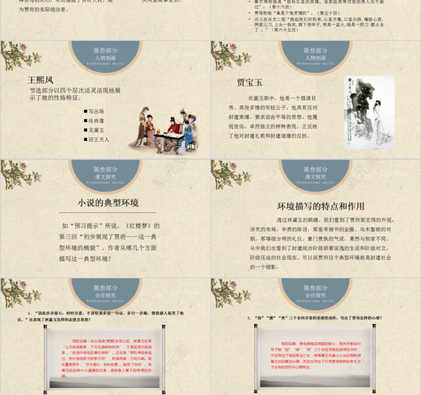 中学语文教学黛玉进贾府PPT模板第3张