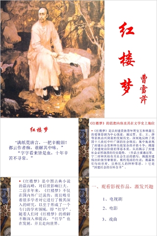 四大名著之《红楼梦》名著导读语文课件PPT模板