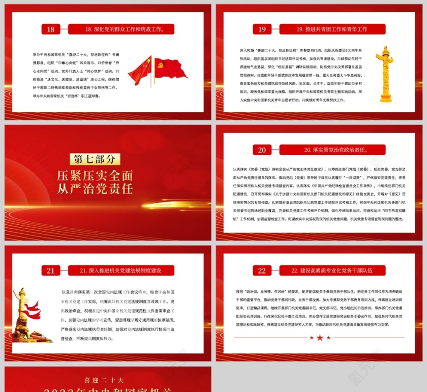 红色党政风2022年中央和国家机关党的建设和主要工作PPT模板第5张