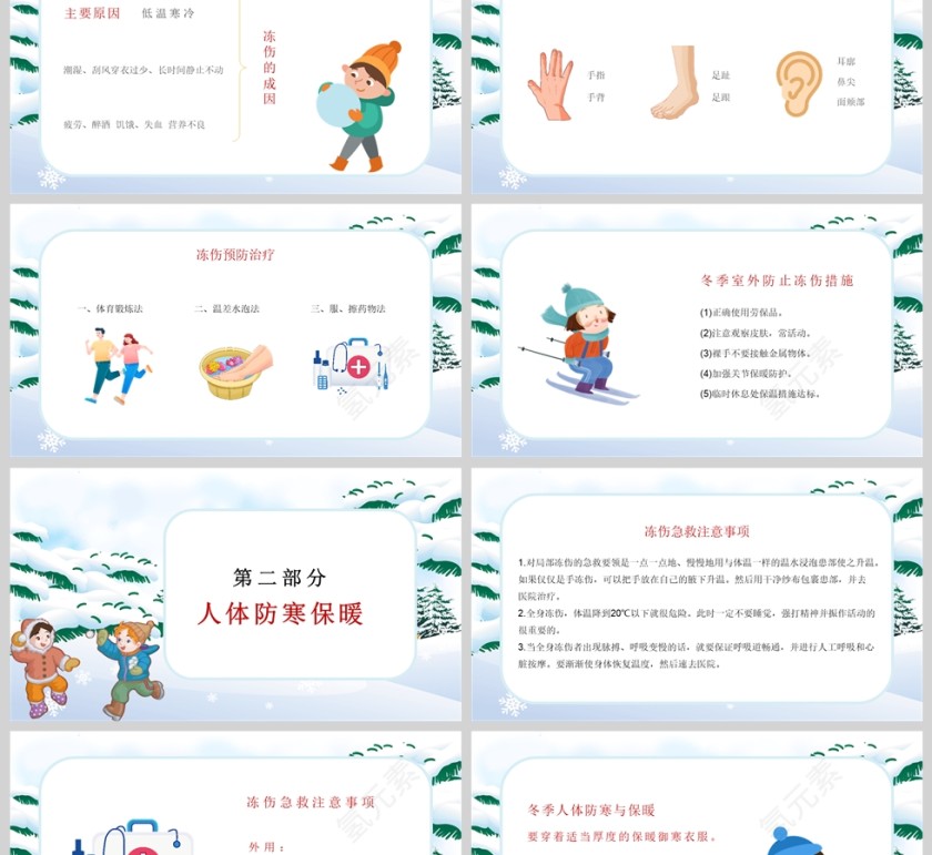 卡通冬季防寒防冻安全教育主题班会PPT课件第2张