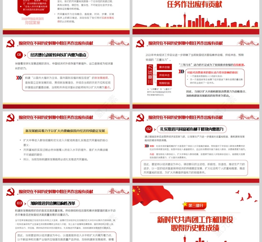 红色党政风永远跟党走喜迎二十大PPT模板第3张