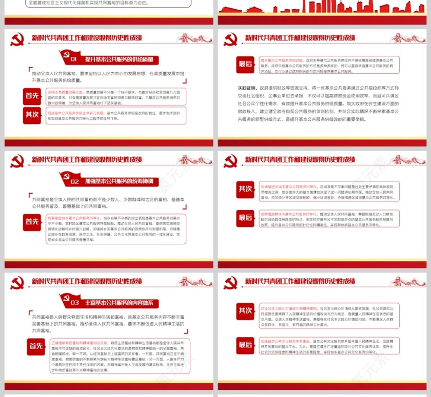 红色党政风永远跟党走喜迎二十大PPT模板第4张