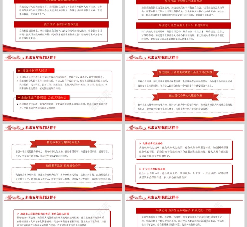 红色党政风2022未来五年我们这样干国家机关干部党支部党日活动专题党建党政课件PPT模板第2张