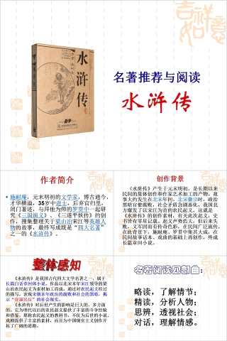 名著推荐与阅读古典小说《水浒传》PPT