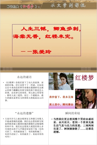 解读经典《红楼梦》从文学到影视PPT模板