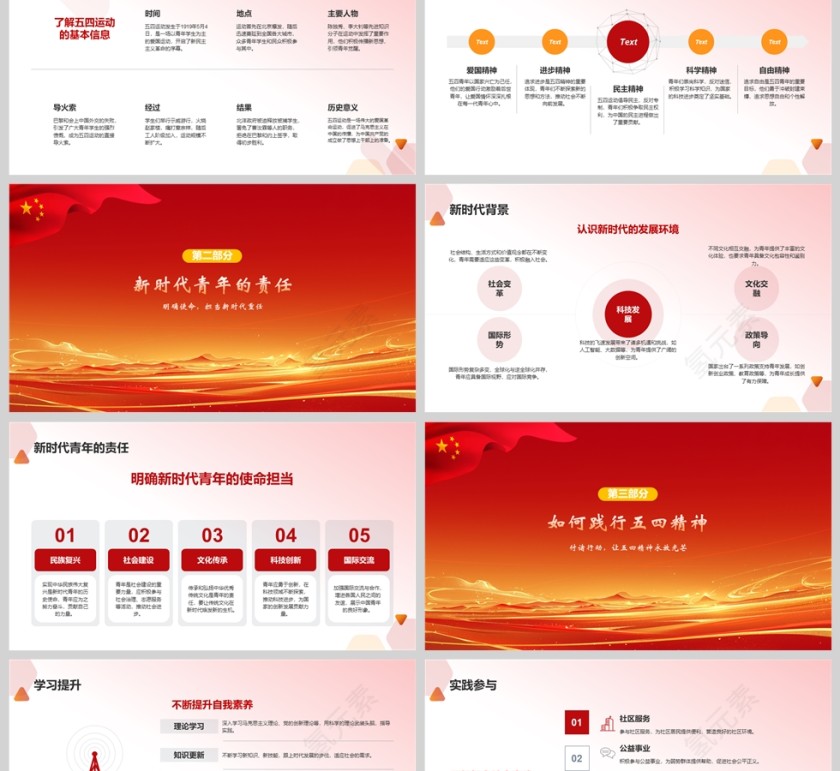 2025新时代青年五四团课PPT模板第2张