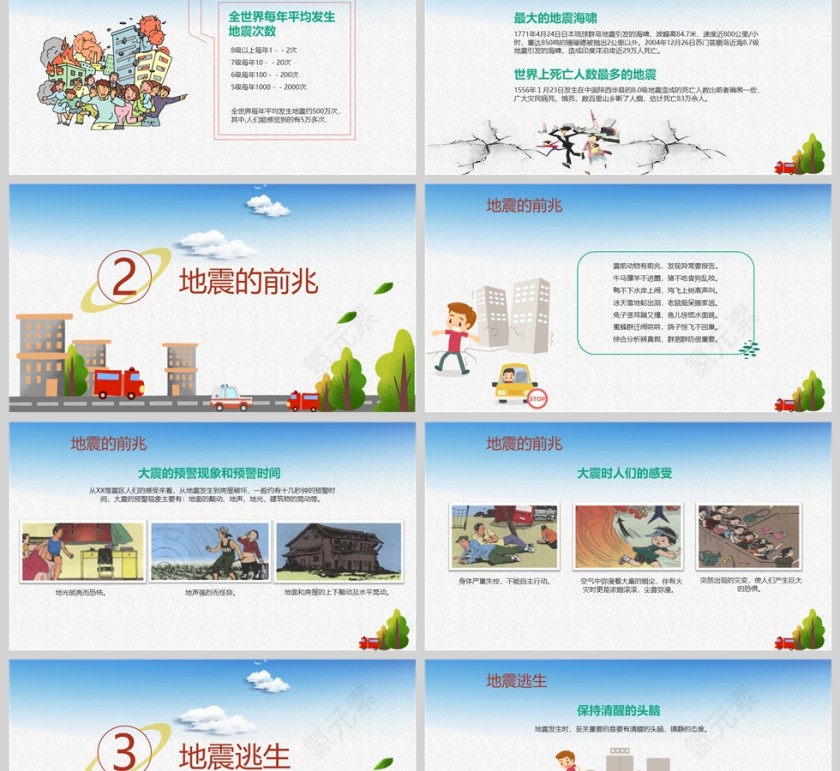 防震减灾地震自救逃生安全教育PPT课件模版第2张