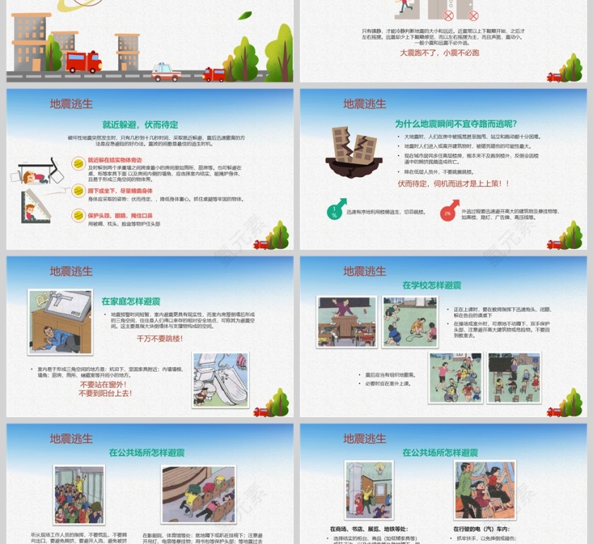 防震减灾地震自救逃生安全教育PPT课件模版第3张