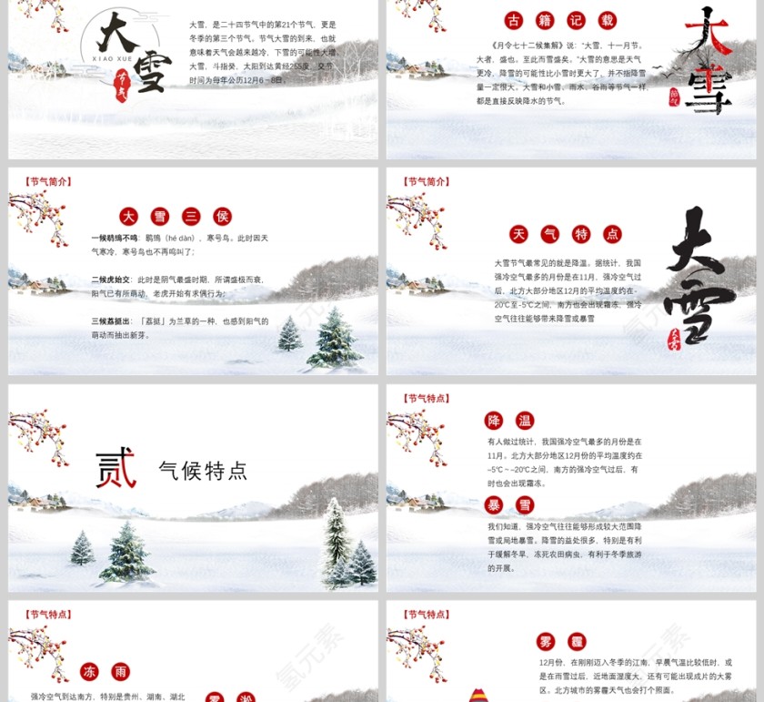 中国传统二十四节气大雪节气习俗介绍PPT模版第2张