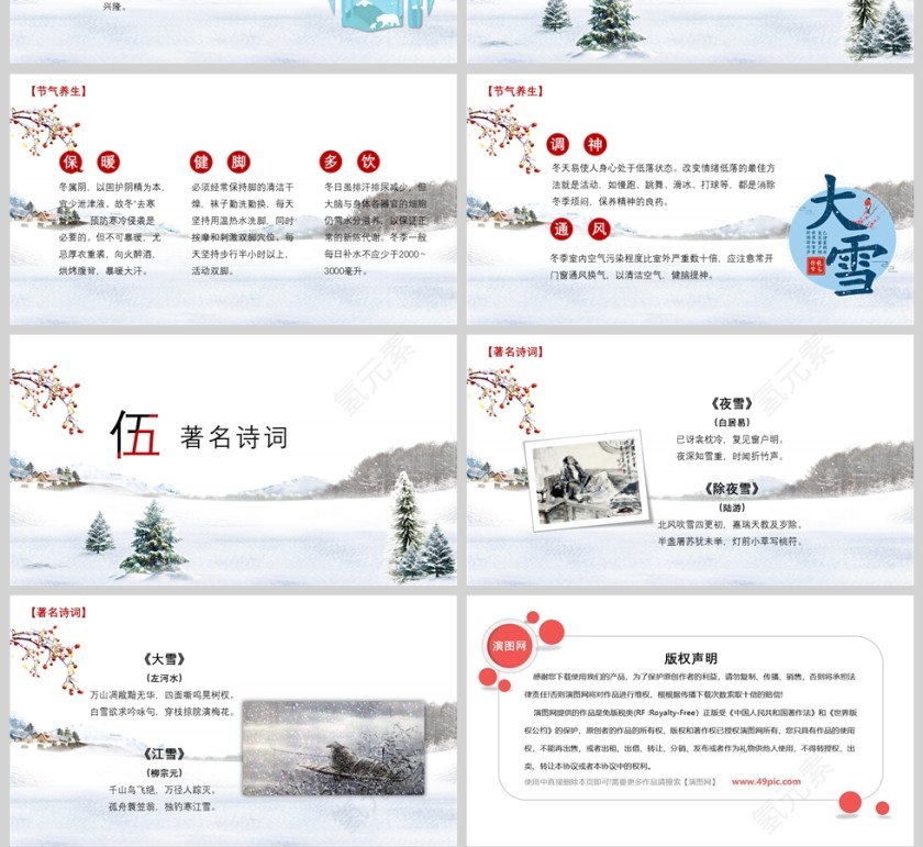 中国传统二十四节气大雪节气习俗介绍PPT模版第4张