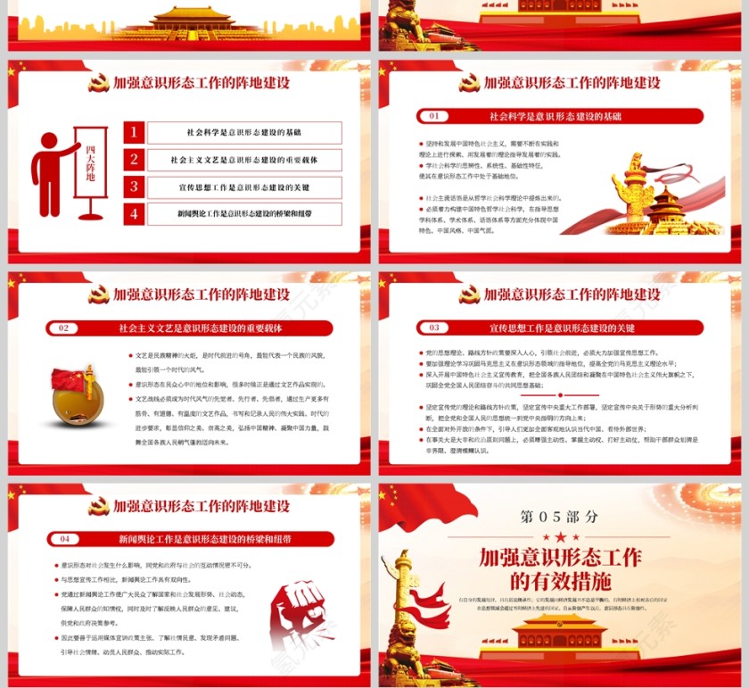 红色党政风坚定不移做好新时代意识形态工作PPT模板第4张